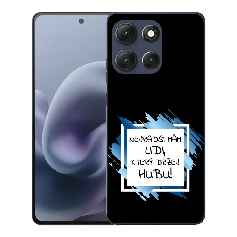 Gélové puzdro mmCase pre Motorola Moto G86 5G – vtipný text na čierno-bielom pozadí