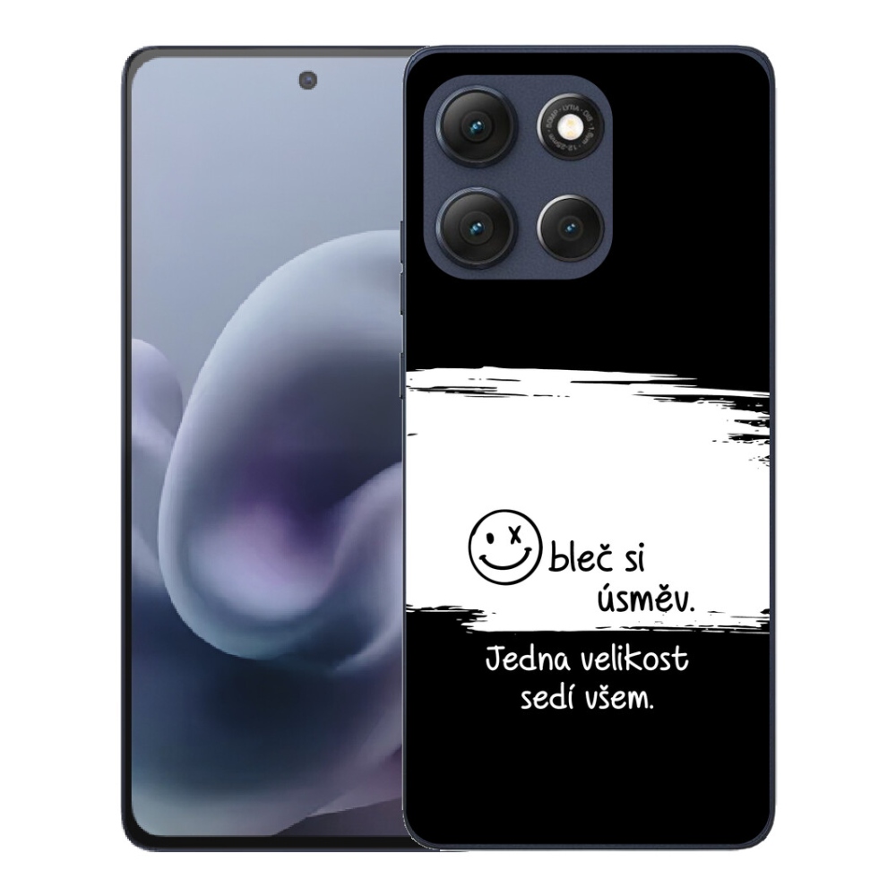 Gélové puzdro mmCase pre Motorola Moto G86 5G – vtipný nápis, čierno-biele pozadie