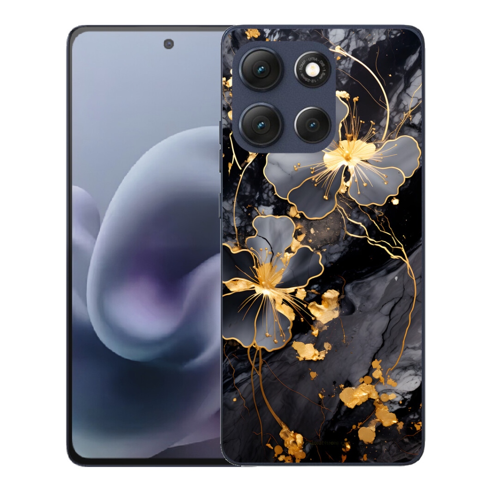 Gélový obal mmCase pre Motorola Moto G86 5G – zlaté kvety