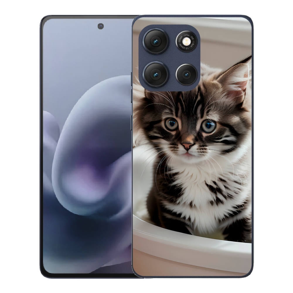 Gélový obal mmCase pre Motorola Moto G86 5G – zvedavé mačiatko