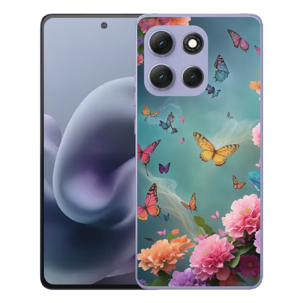 Gélový obal mmCase pre Motorola Moto G86 Power 5G – farebné kvety a motýle