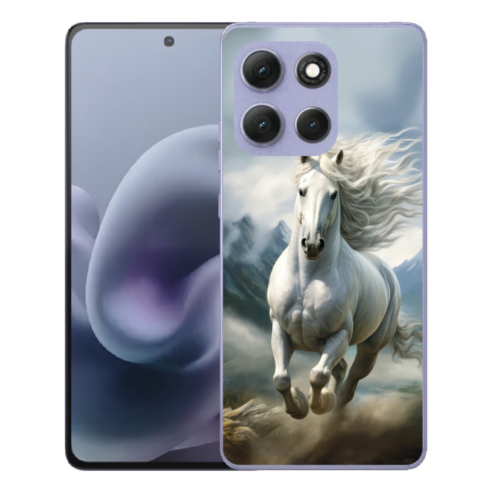 Gélový obal mmCase pre Motorola Moto G86 Power 5G – bežiaci biely kôň 3