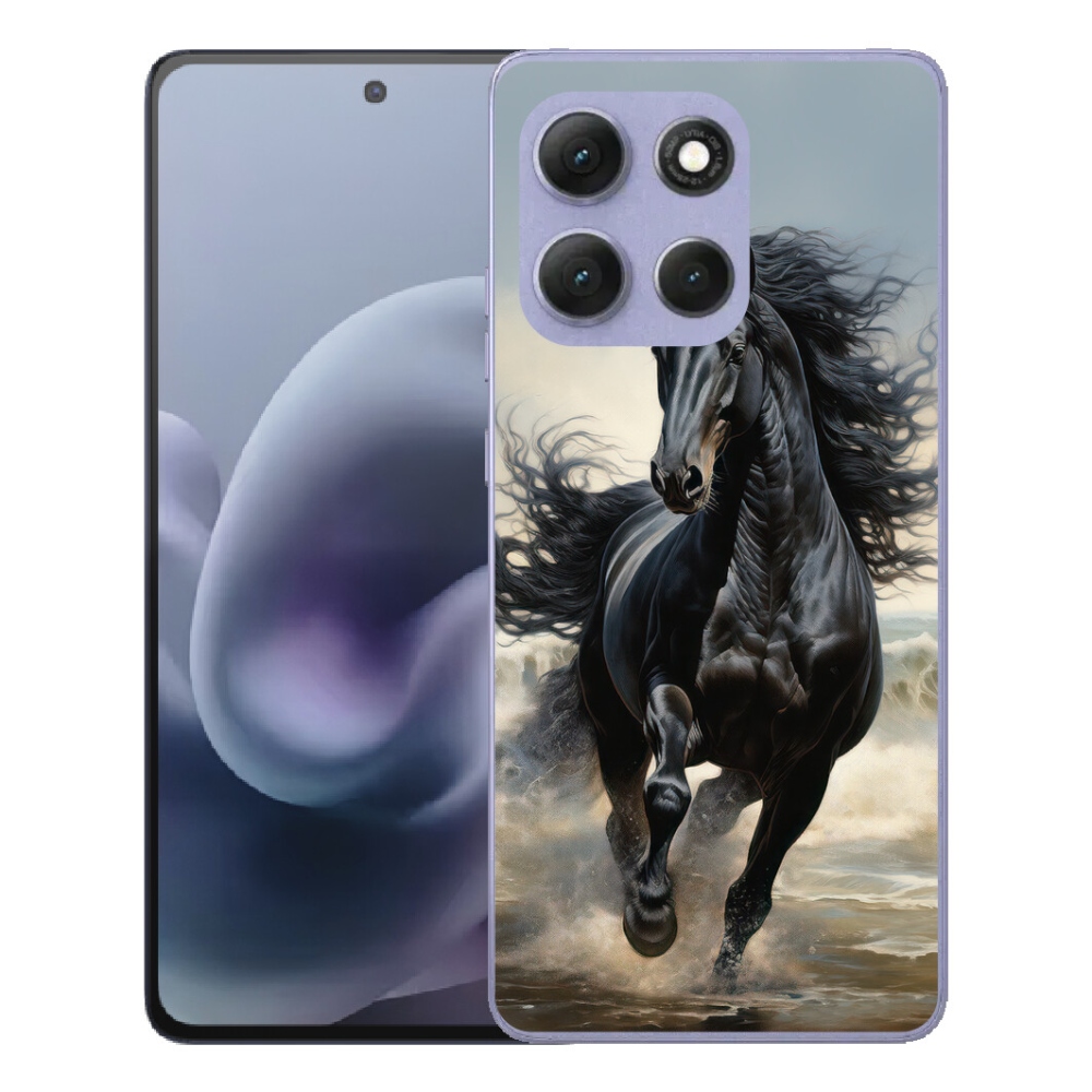 Gélový obal mmCase pre Motorola Moto G86 Power 5G – bežiaci čierny kôň