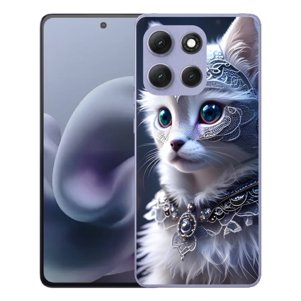 Gélový obal mmCase pre Motorola Moto G86 Power 5G – biela mačka