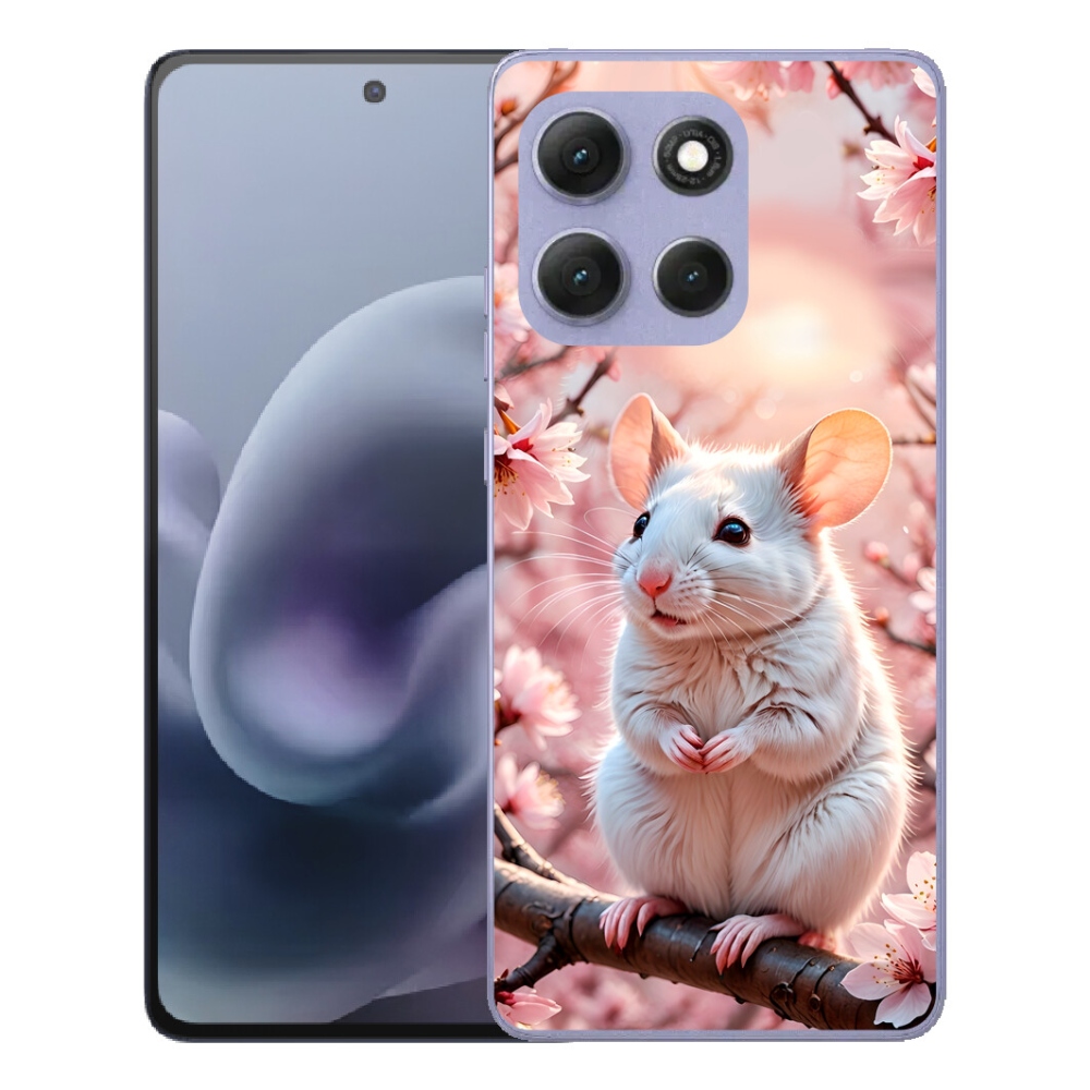 Gélový obal mmCase pre Motorola Moto G86 Power 5G – biela myš na konári