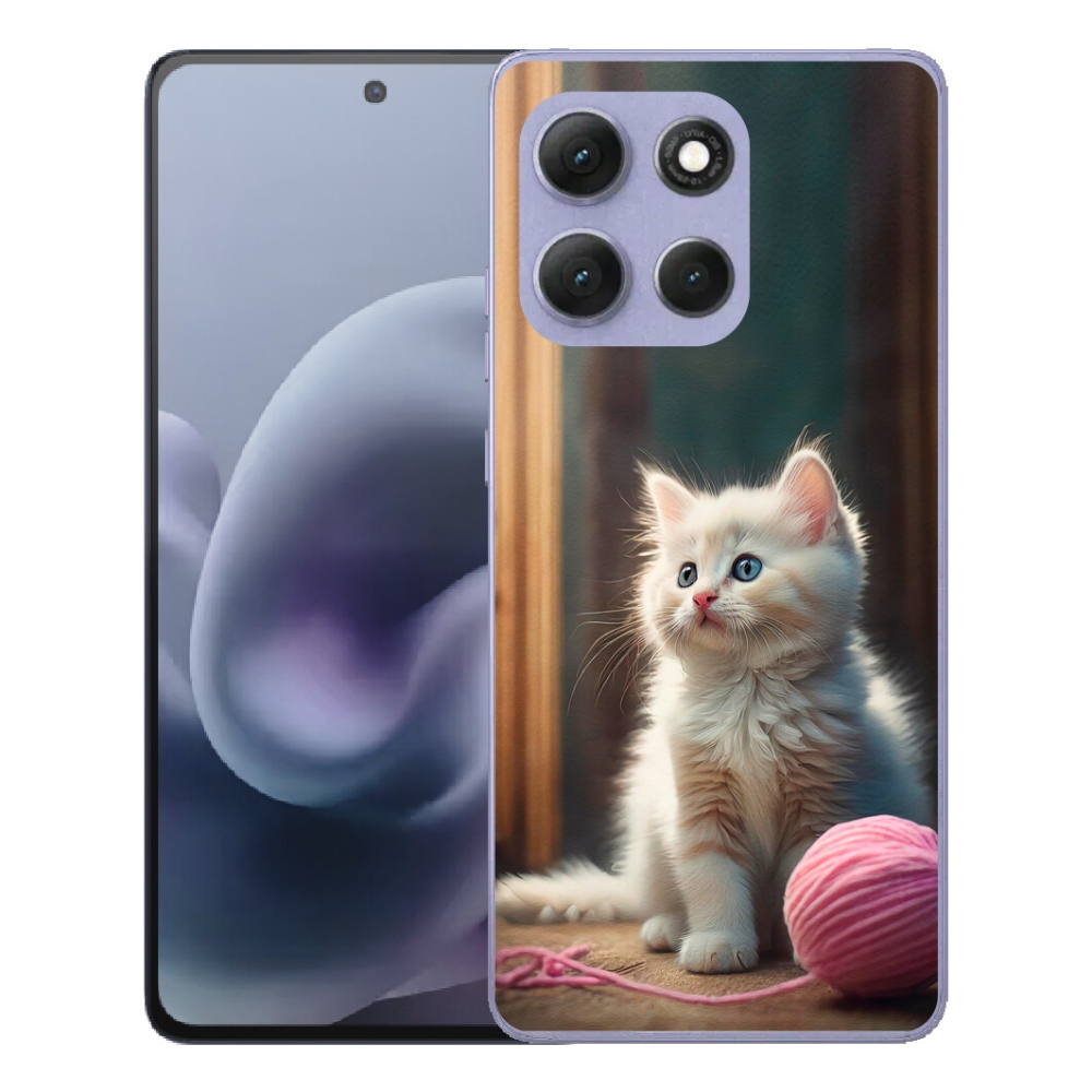 Gélový obal mmCase pre Motorola Moto G86 Power 5G – biele mačiatko 2