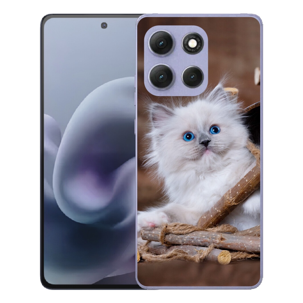 Gélový obal mmCase pre Motorola Moto G86 Power 5G – biele mačiatko