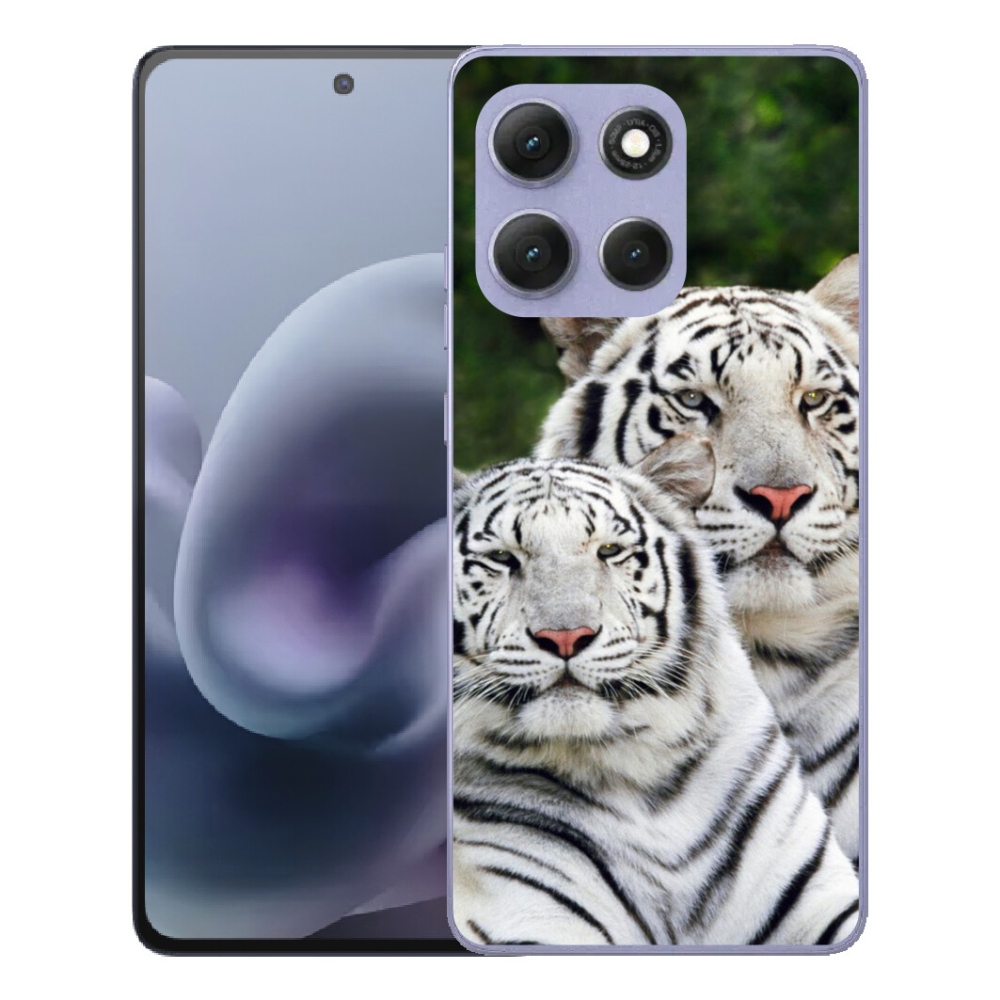 Gélový obal mmCase pre Motorola Moto G86 Power 5G – biele tigre