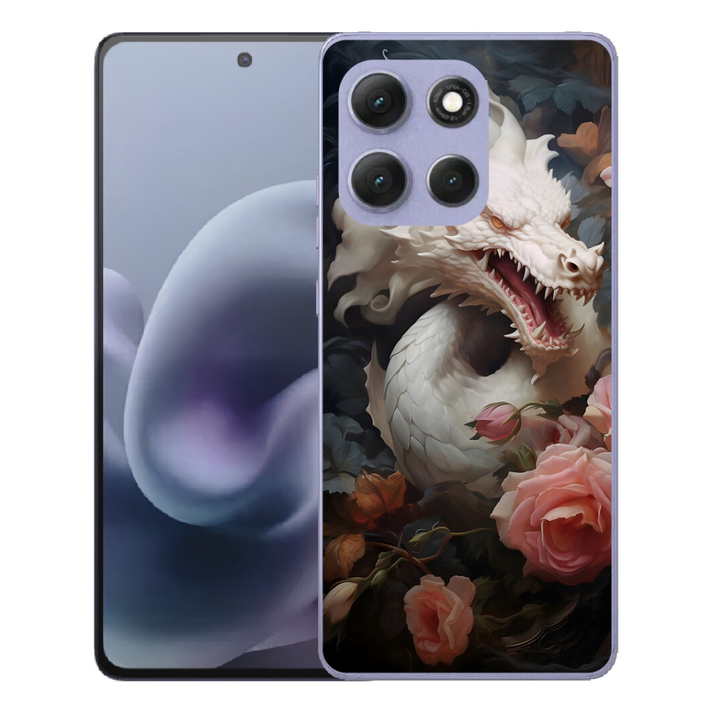 Gélový obal mmCase pre Motorola Moto G86 Power 5G – biely drak