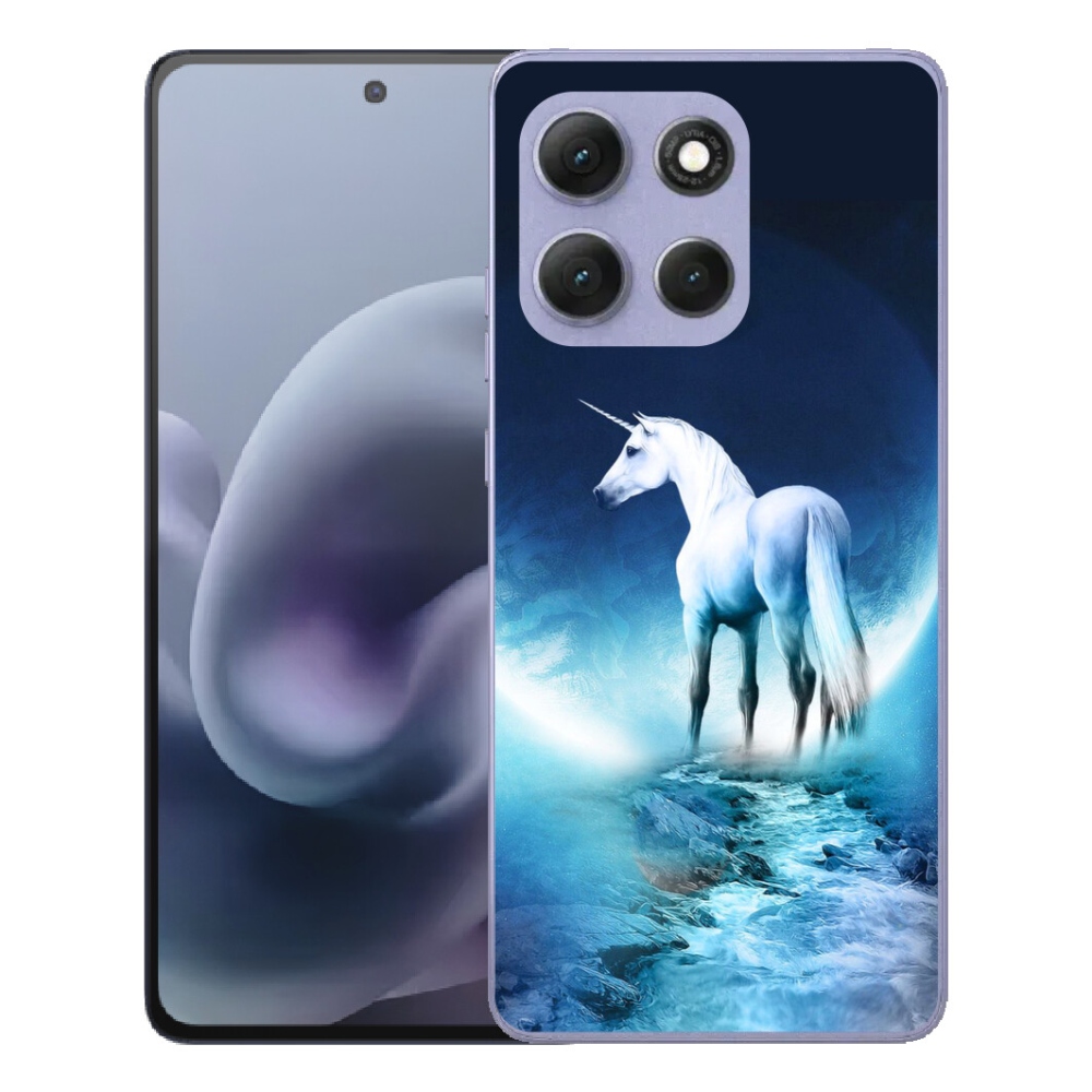 Gélový obal mmCase pre Motorola Moto G86 Power 5G – biely jednorožec