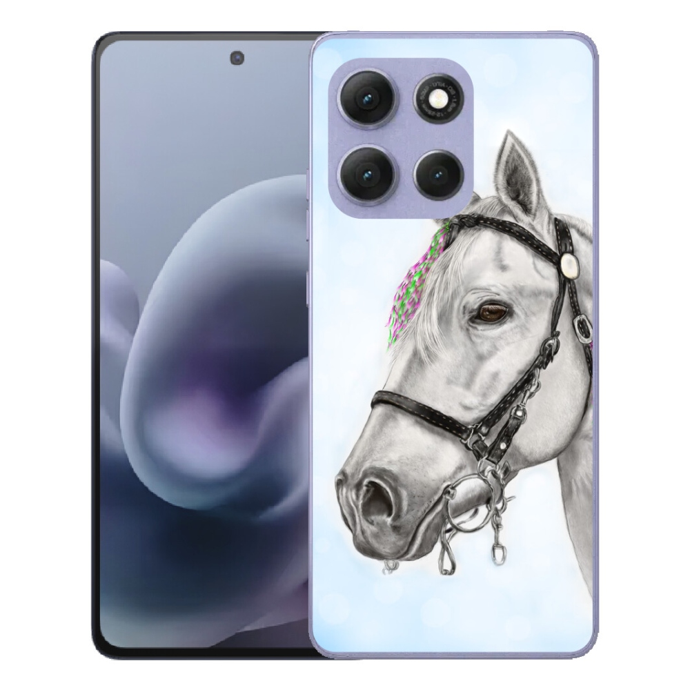Gélový obal mmCase pre Motorola Moto G86 Power 5G – biely kôň 1