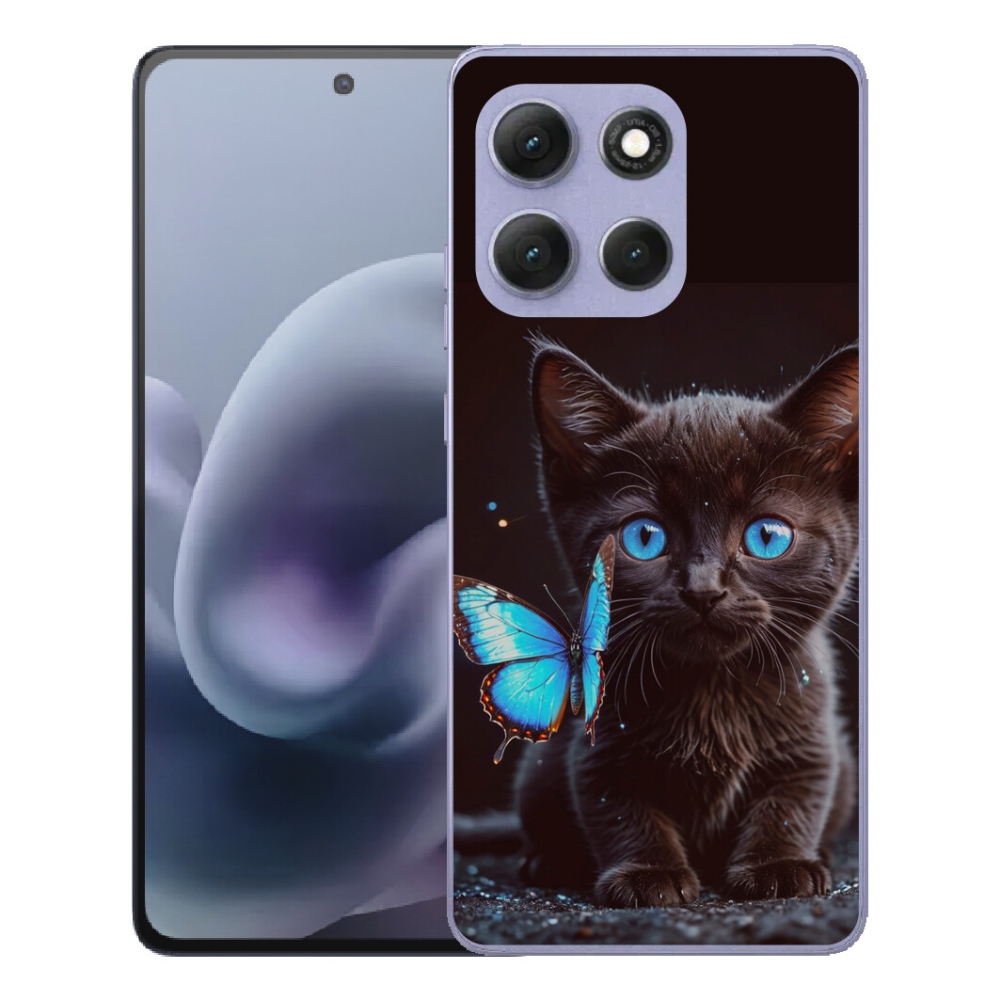 Gélový obal mmCase pre Motorola Moto G86 Power 5G – čierne mačiatko 3