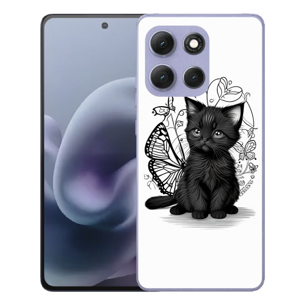 Gélový obal mmCase pre Motorola Moto G86 Power 5G – čierne mačiatko