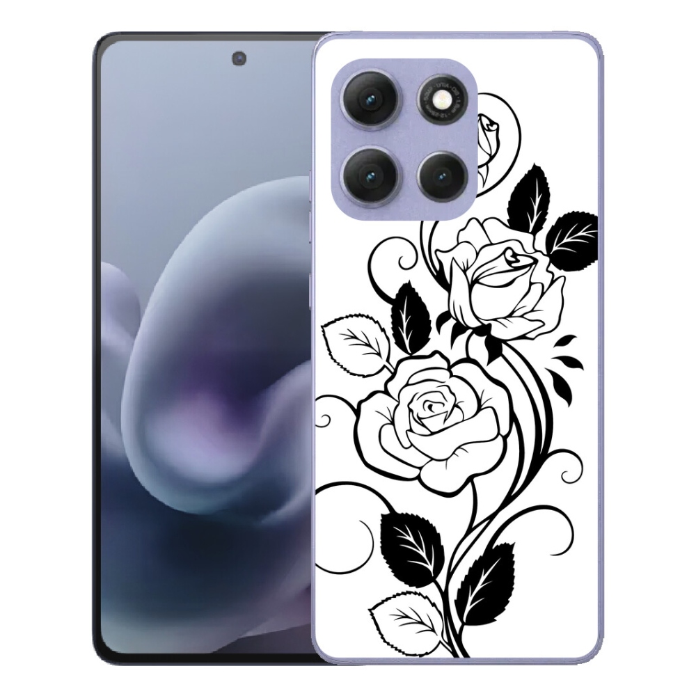 Gélový obal mmCase pre Motorola Moto G86 Power 5G – čierno-biela ruža