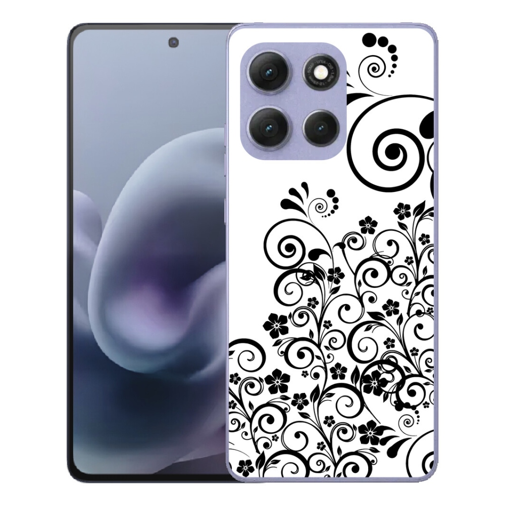 Gélové puzdro mmCase pre Motorola Moto G86 Power 5G – čierno-biele kvetinové vzory