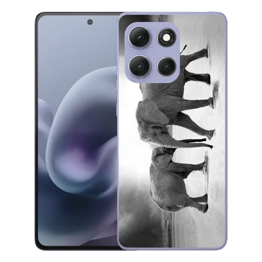 Gélový obal mmCase pre Motorola Moto G86 Power 5G – čierno-biele slony