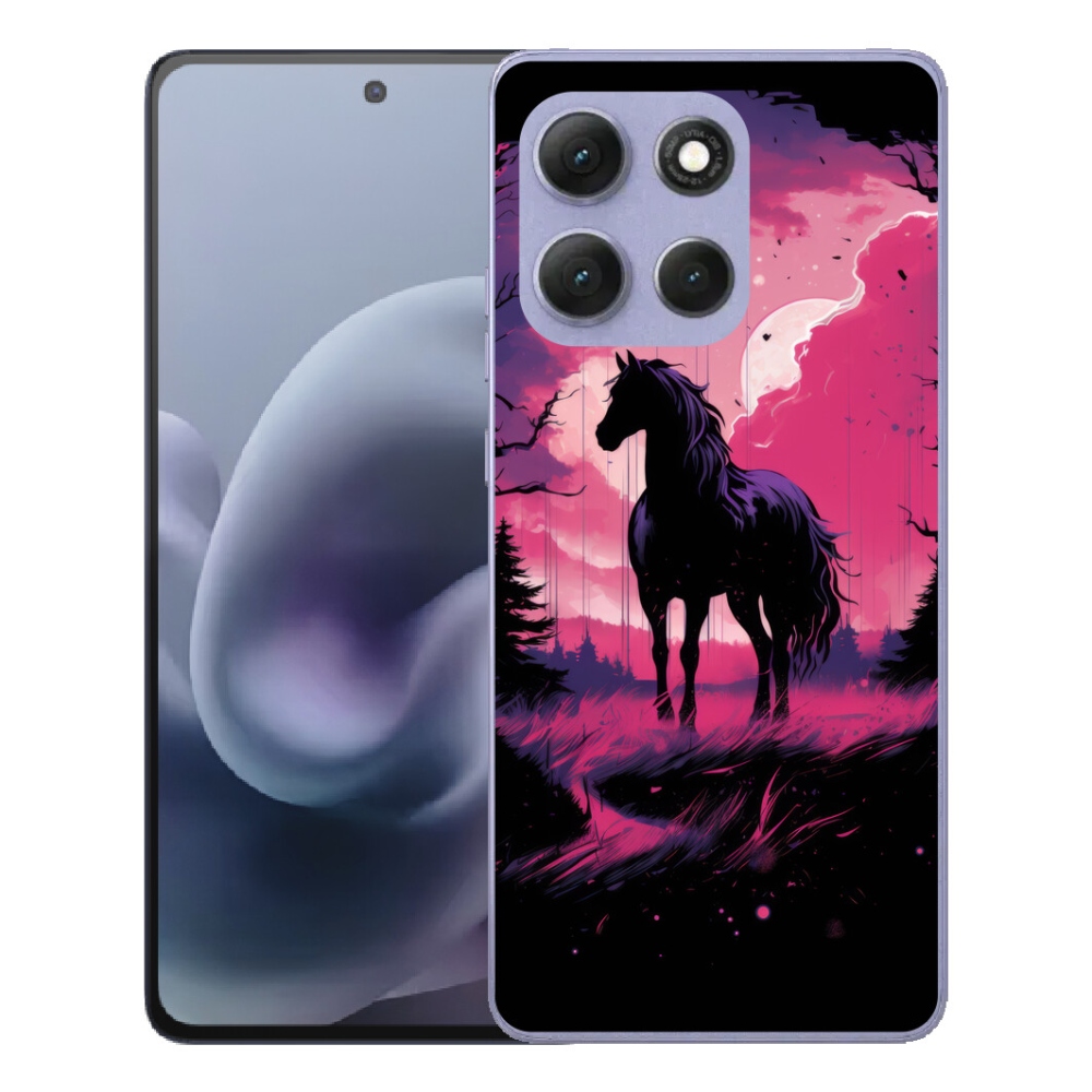 Gélové puzdro mmCase pre Motorola Moto G86 Power 5G – čierny kreslený kôň 1