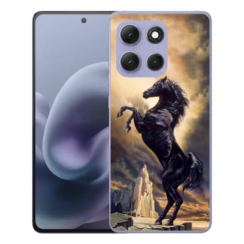 Gélový obal mmCase pre Motorola Moto G86 Power 5G – čierny kreslený kôň