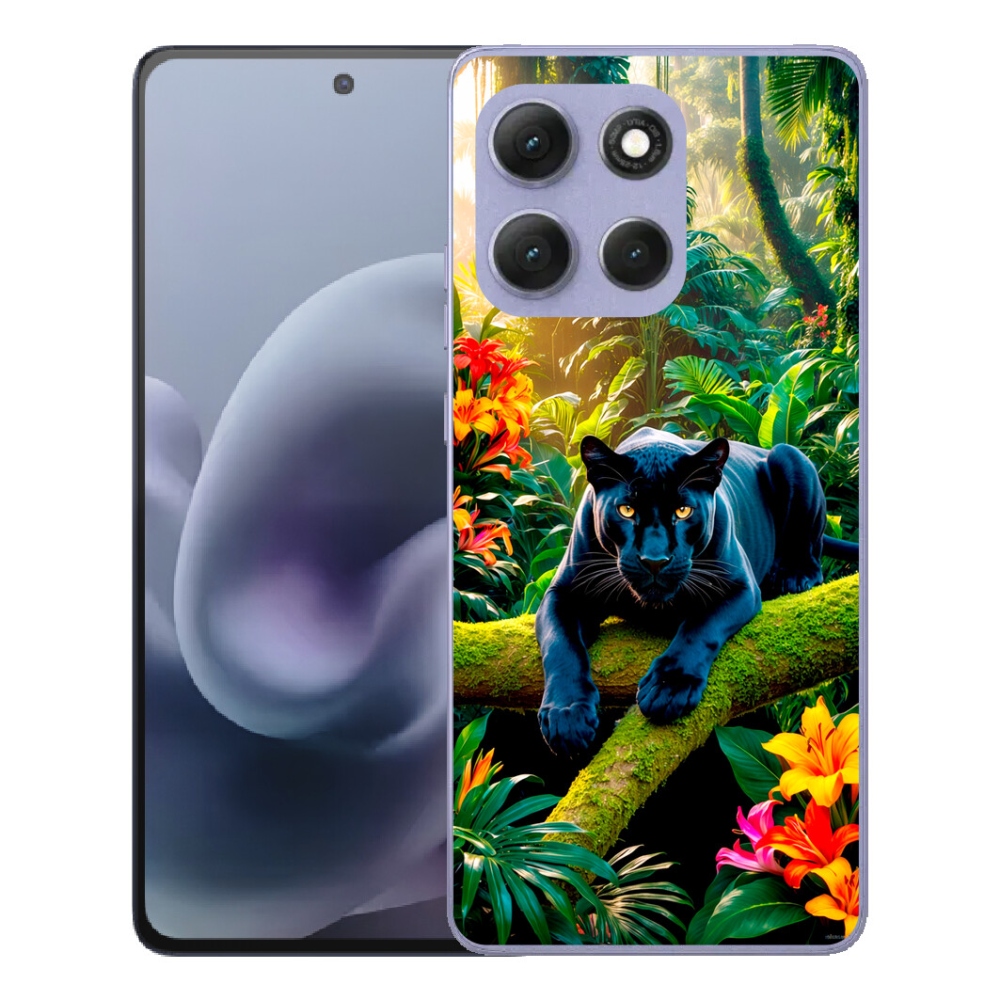 Gélový obal mmCase pre Motorola Moto G86 Power 5G – čierny panter v džungli