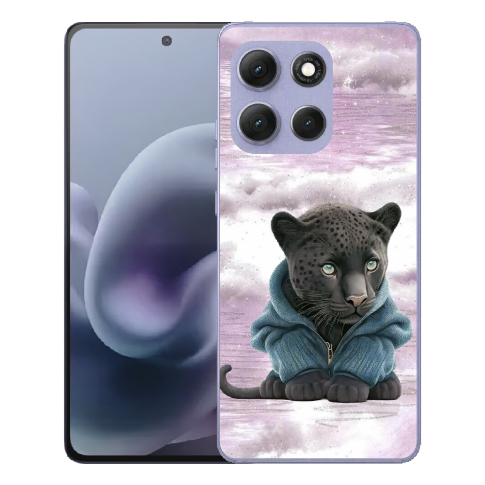 Gélový obal mmCase pre Motorola Moto G86 Power 5G – čierny panter v svetri