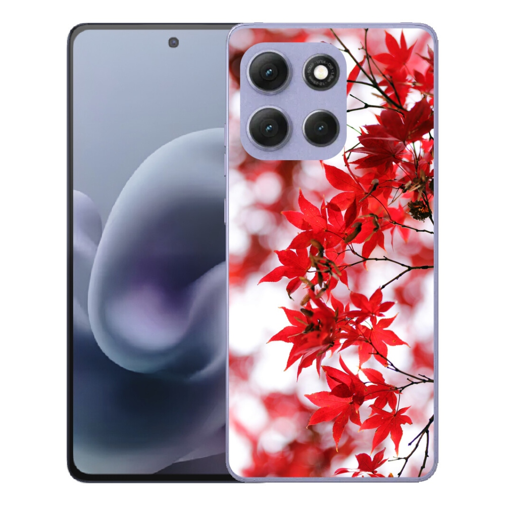 Gélový obal mmCase pre Motorola Moto G86 Power 5G – červené listy