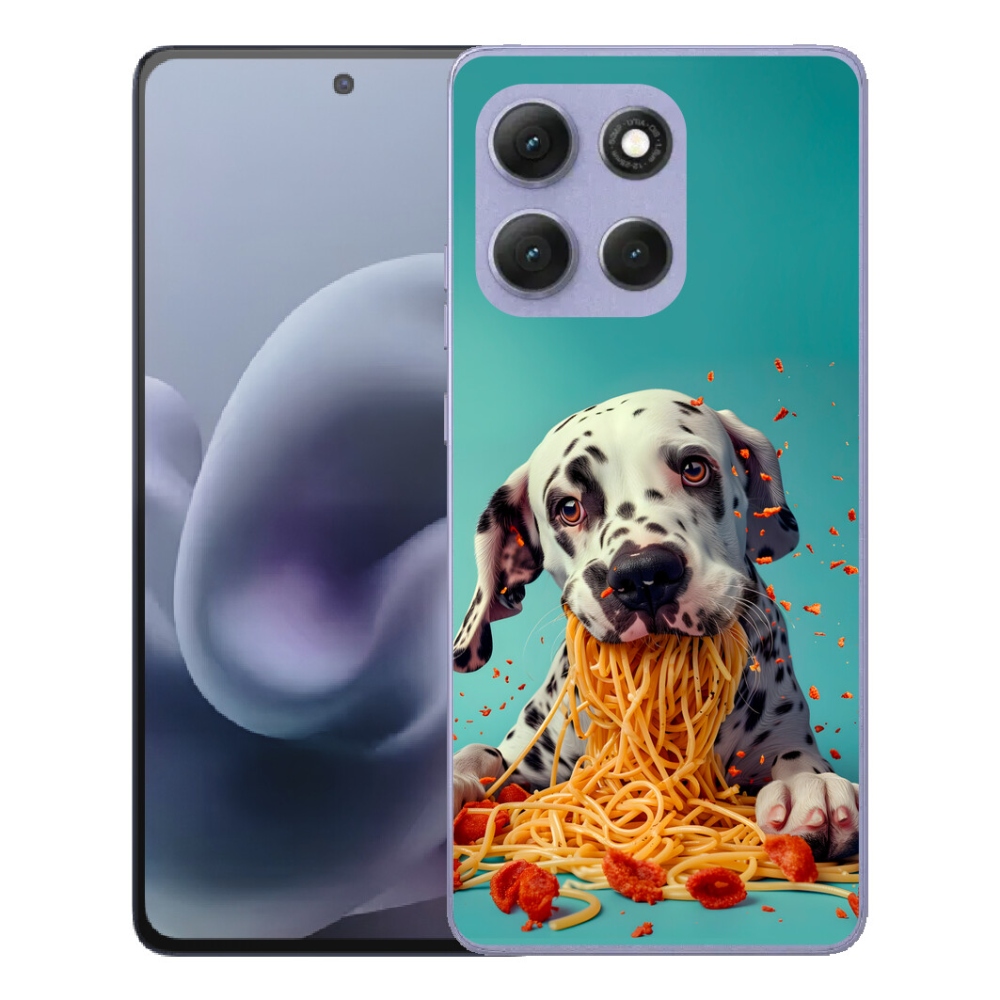 Gélový obal mmCase pre Motorola Moto G86 Power 5G – dalmatín a špagety