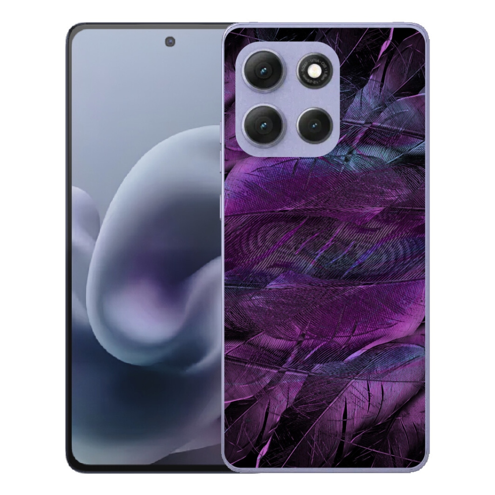 Gélový obal mmCase pre Motorola Moto G86 Power 5G – fialové pierka