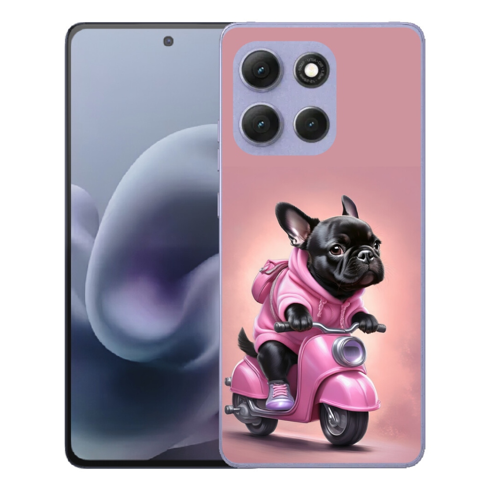 Gélový obal mmCase pre Motorola Moto G86 Power 5G – francúzsky buldoček na skútri