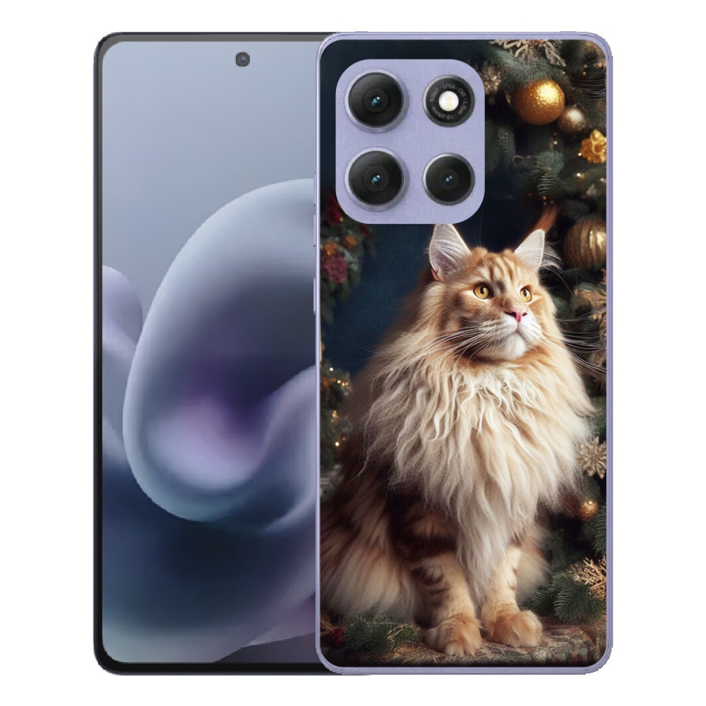 Gélový obal mmCase pre Motorola Moto G86 Power 5G – mačka pri vianočnom stromčeku
