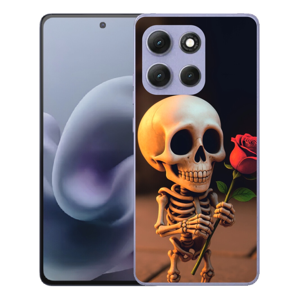 Gélový obal mmCase pre Motorola Moto G86 Power 5G – kostlivec s ružou