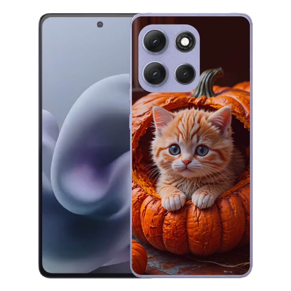 Gélový obal mmCase pre Motorola Moto G86 Power 5G – mačiatko a tekvica 2