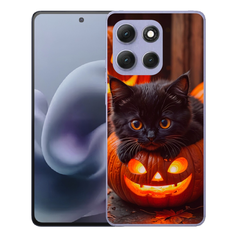 Gélový obal mmCase na Motorola Moto G86 Power 5G – mačiatko a tekvica