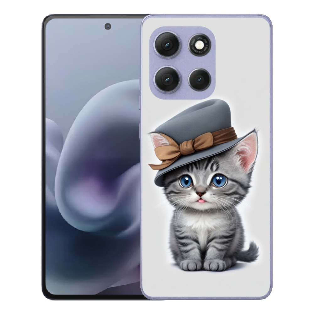 Gélový obal mmCase na Motorola Moto G86 Power 5G – mačiatko s klobúkom