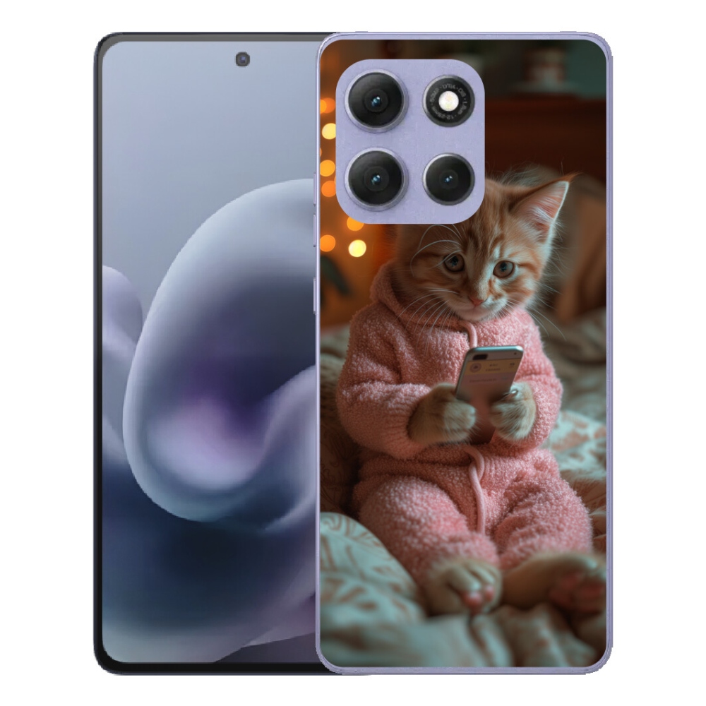 Gélový obal mmCase na Motorola Moto G86 Power 5G – mačiatko s mobilom