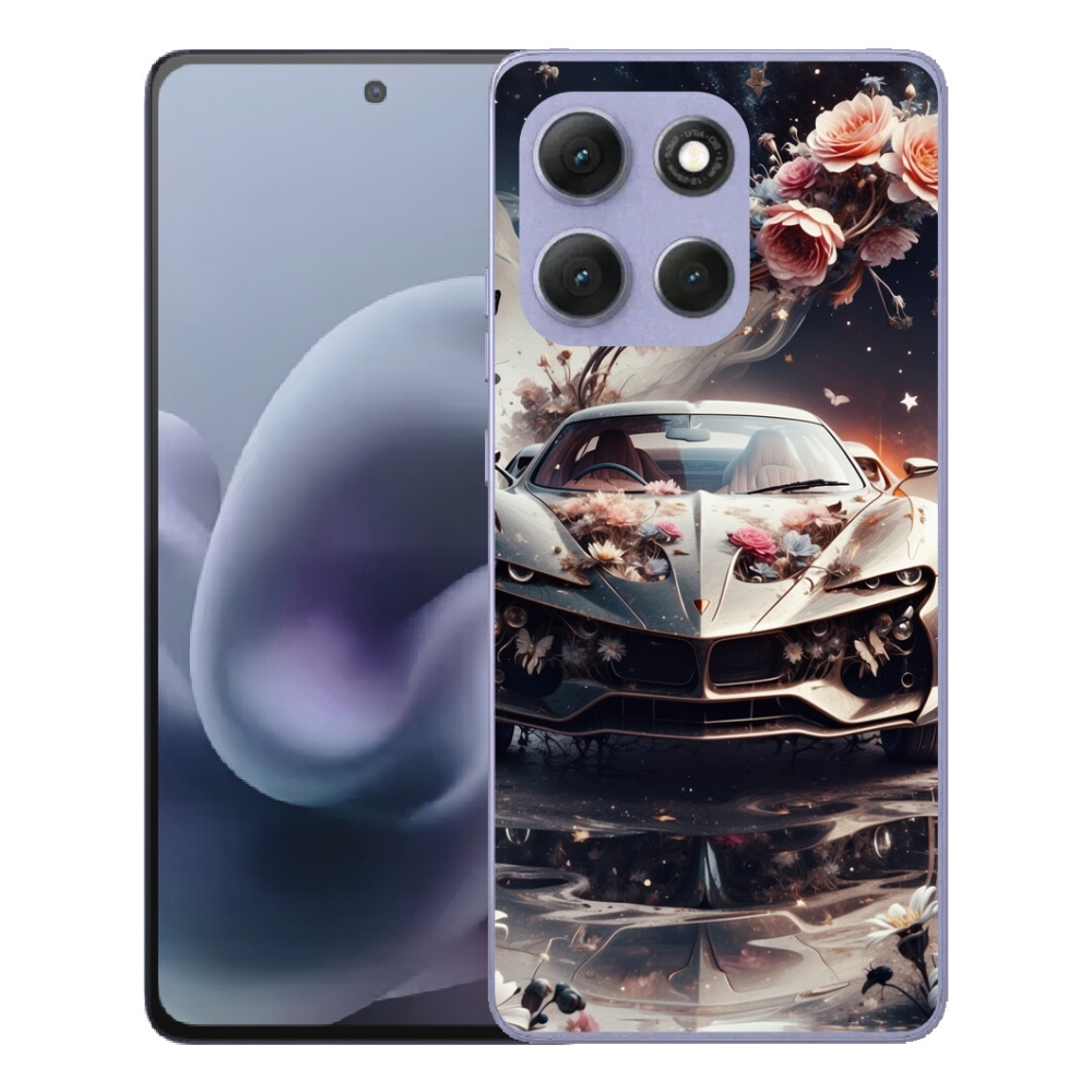 Gélový obal mmCase pre Motorola Moto G86 Power 5G – kvetinový športový automobil