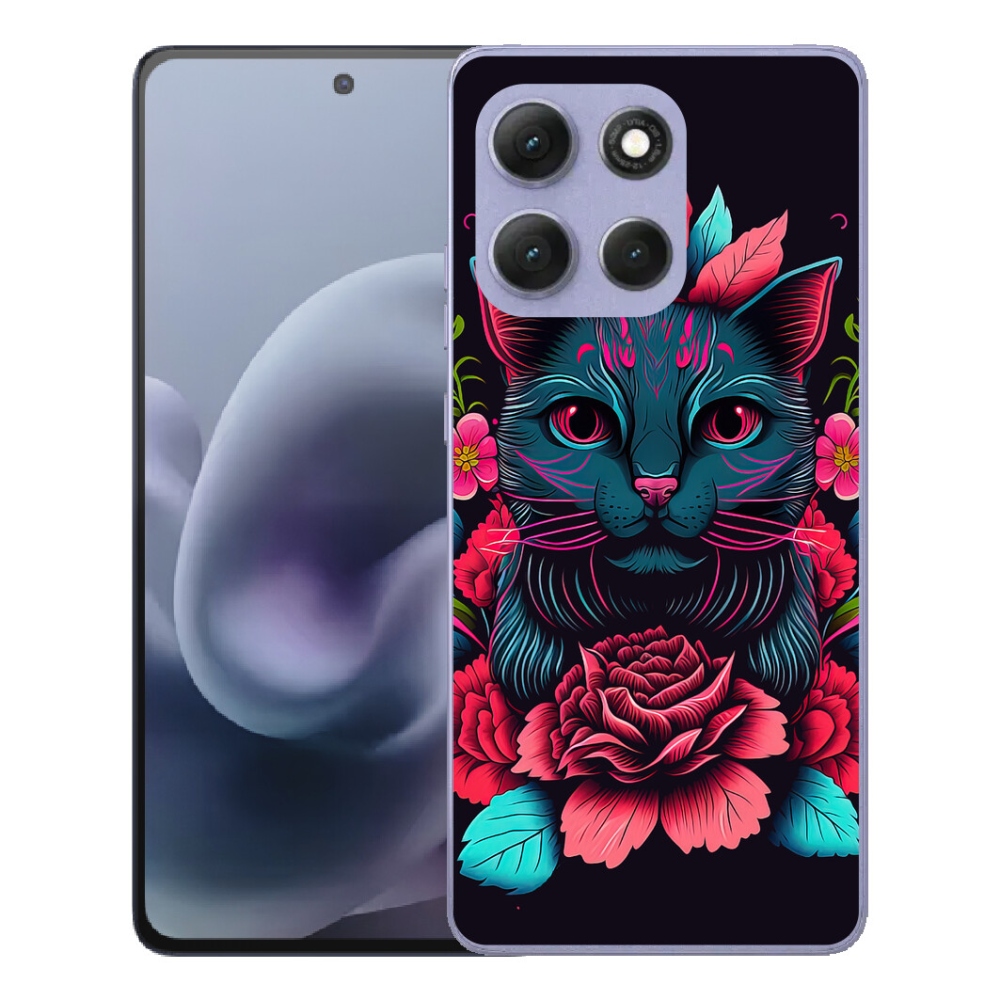 Gélový obal mmCase na Motorola Moto G86 Power 5G – kvety a mačka