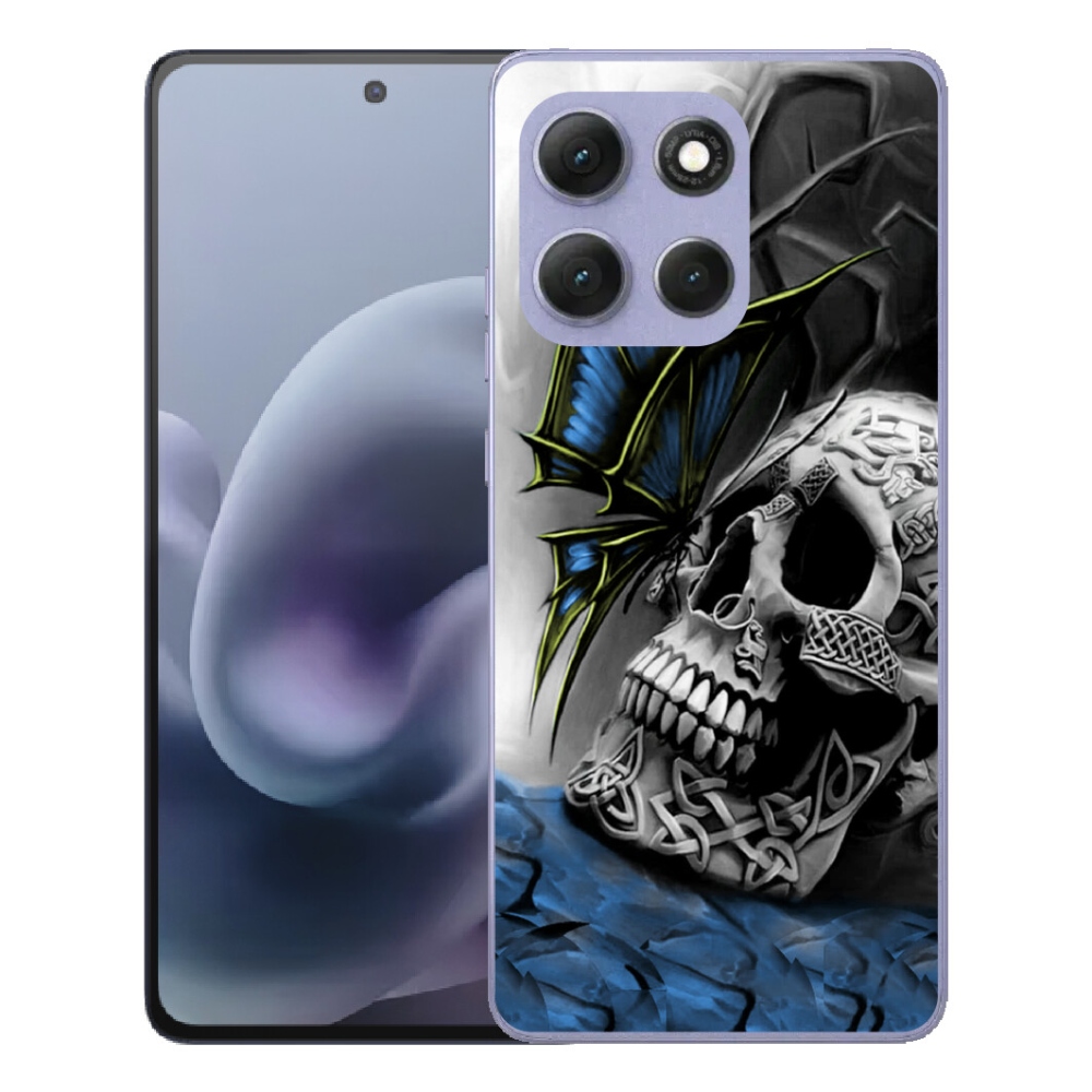 Gélový obal mmCase na Motorola Moto G86 Power 5G – motýľ a lebka