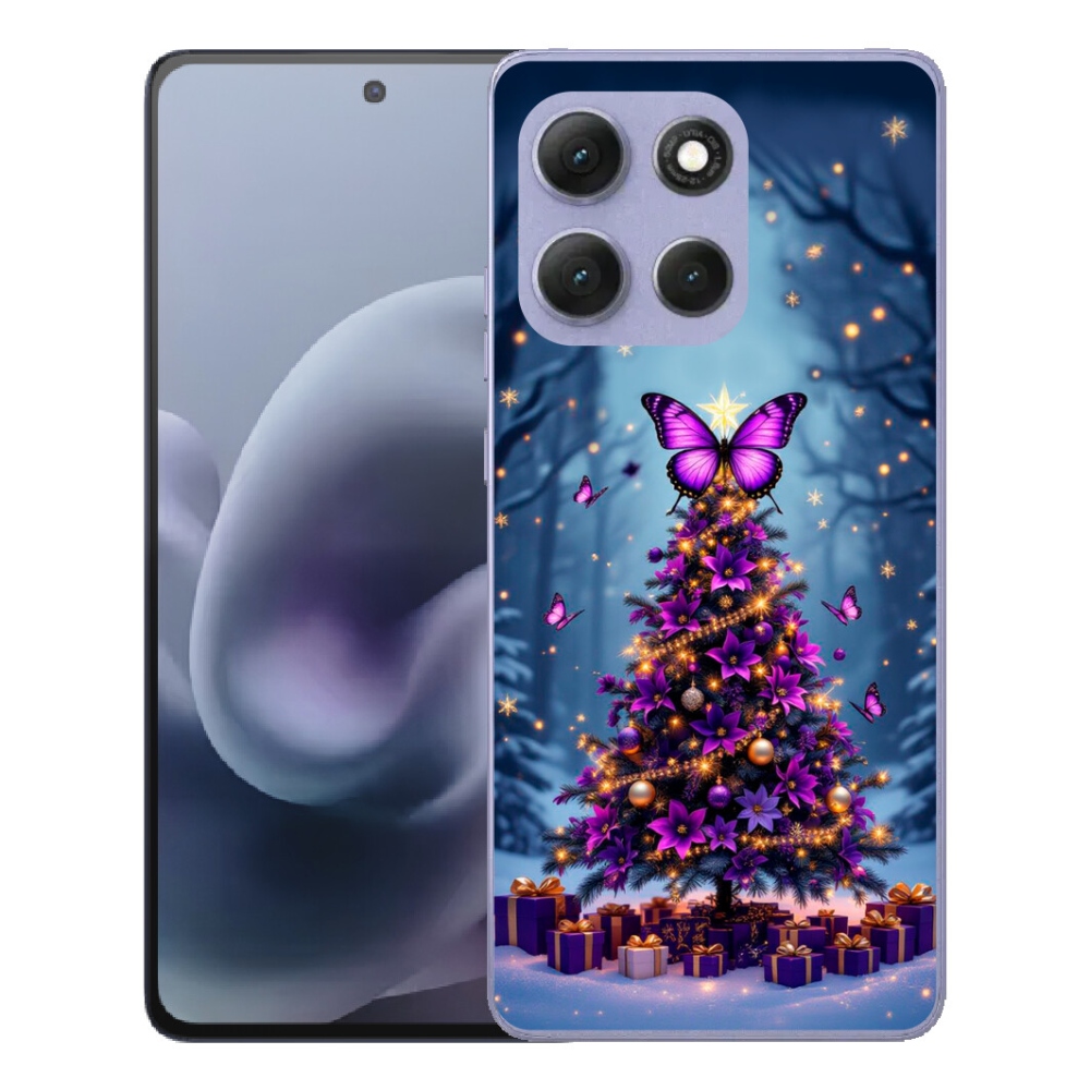Gélové puzdro mmCase pre Motorola Moto G86 Power 5G – vianočný stromček s motýľmi