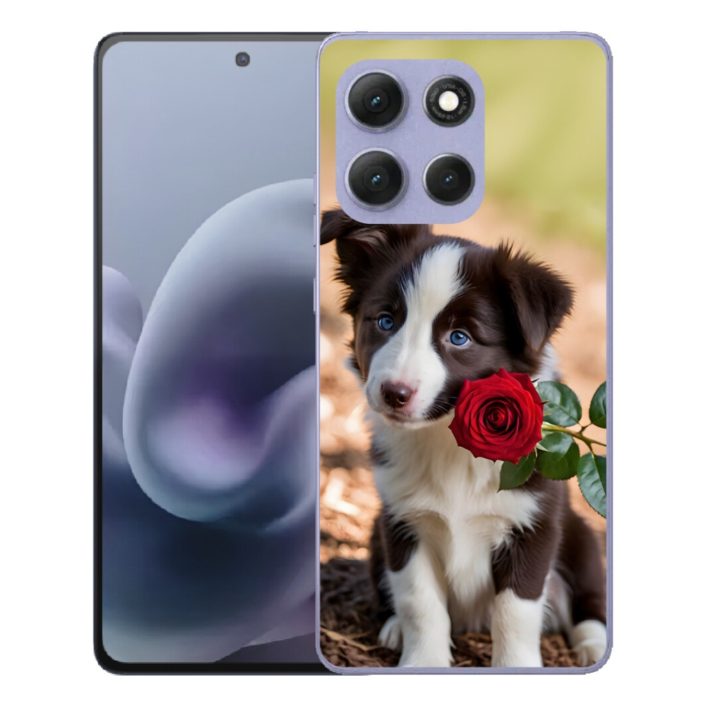 Gélový obal mmCase na Motorola Moto G86 Power 5G – roztomilý border kolie s ružou