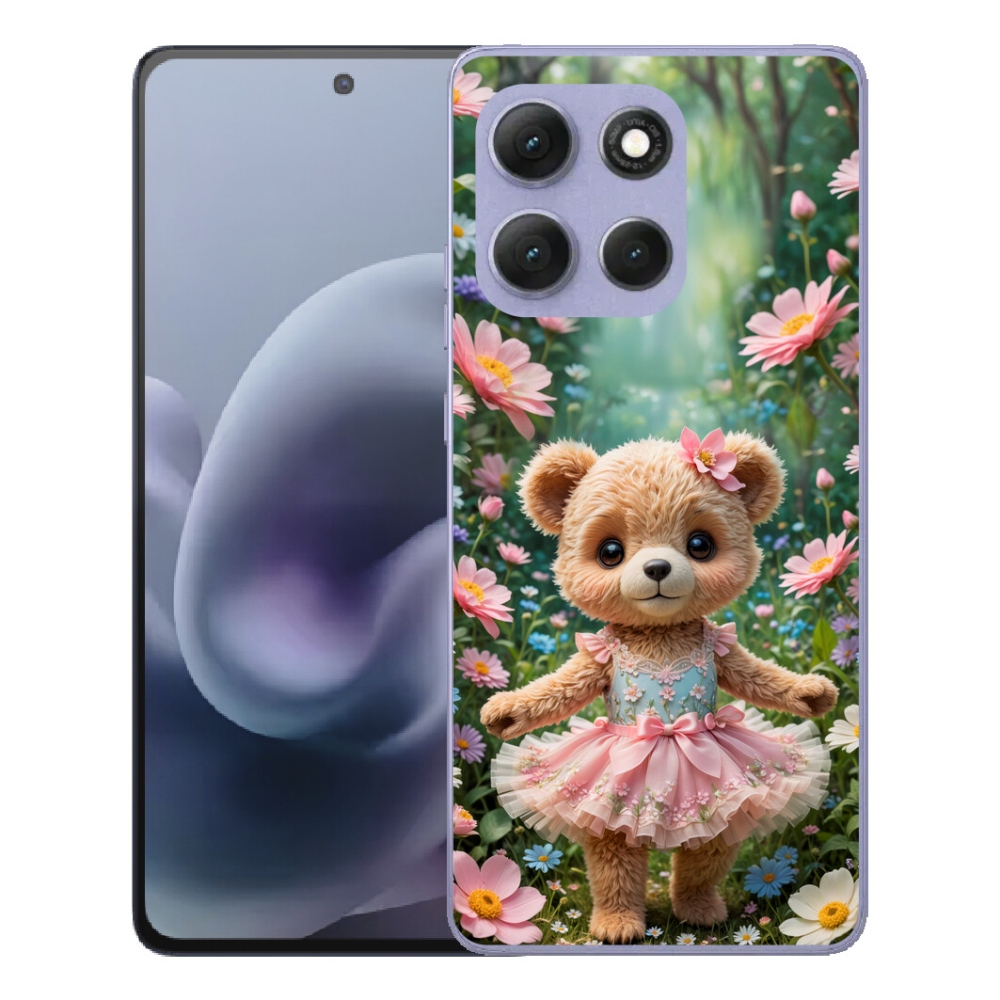 Gélový obal mmCase na Motorola Moto G86 Power 5G – roztomilý medvedík medzi kvetinami