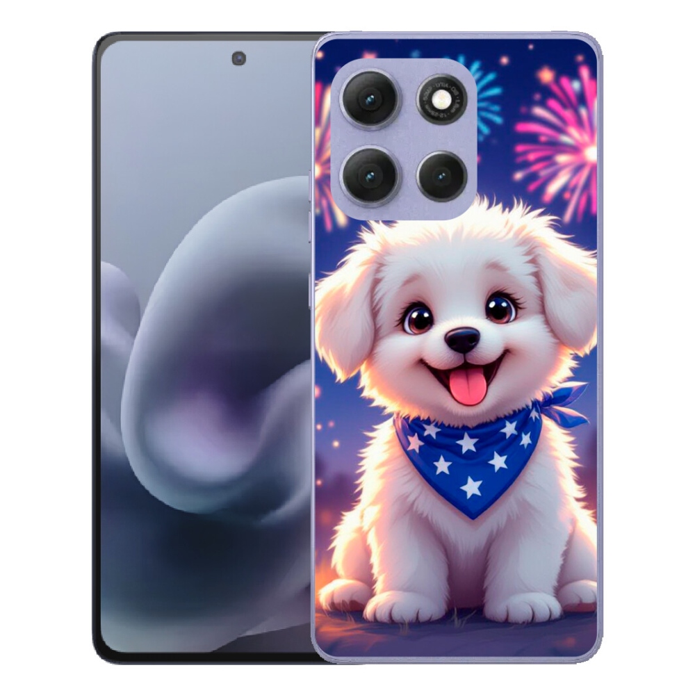 Gélový obal mmCase pre Motorola Moto G86 Power 5G – slávnostné šteniatko