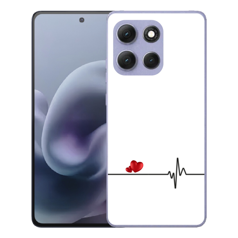 Gélový obal mmCase pre Motorola Moto G86 Power 5G – srdce a pulz na bielom pozadí
