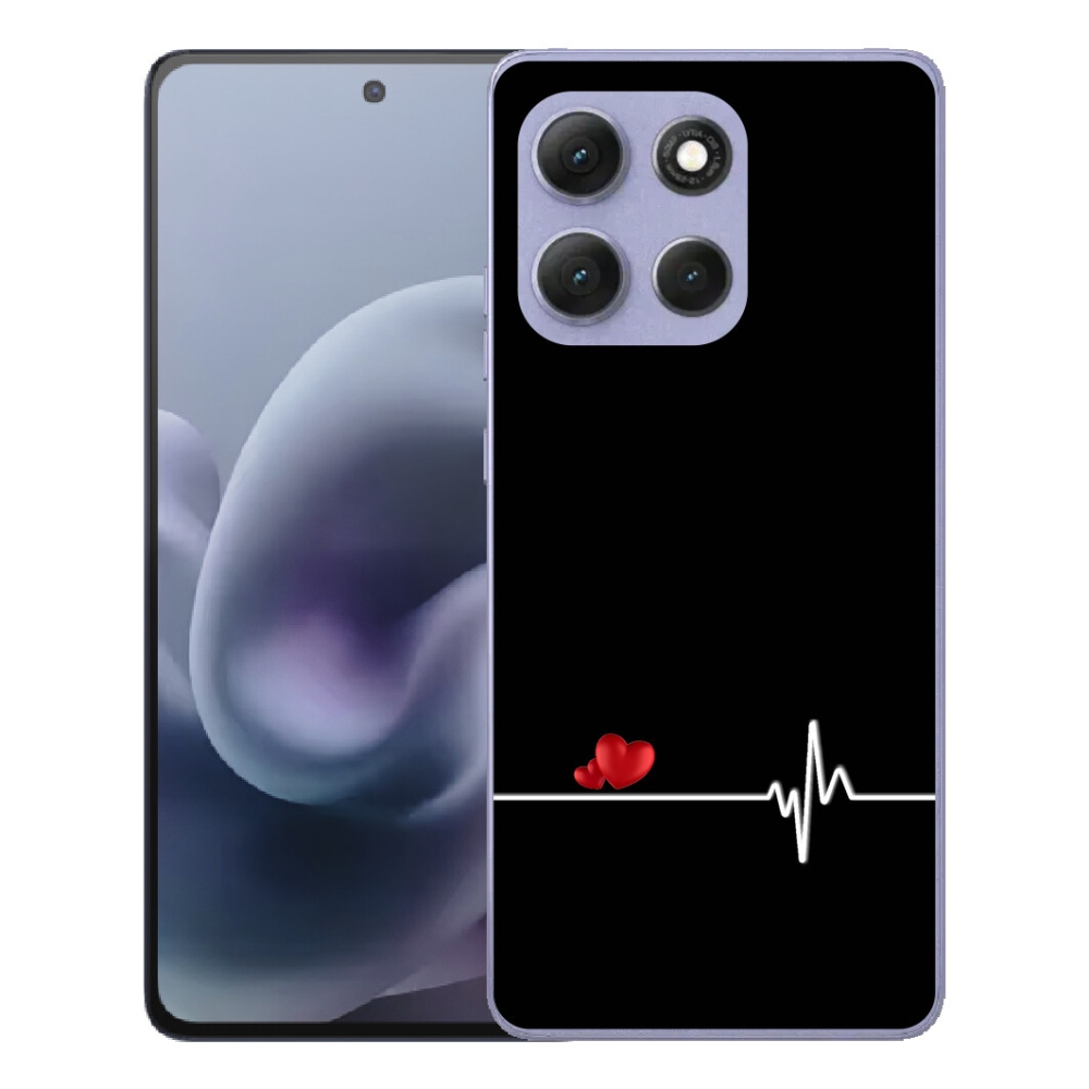 Gélový obal mmCase pre Motorola Moto G86 Power 5G – srdce a pulz na čiernom pozadí
