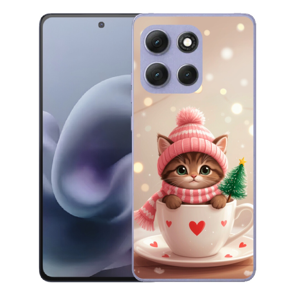 Gélový obal mmCase pre Motorola Moto G86 Power 5G – vianočné mačiatko v šálke