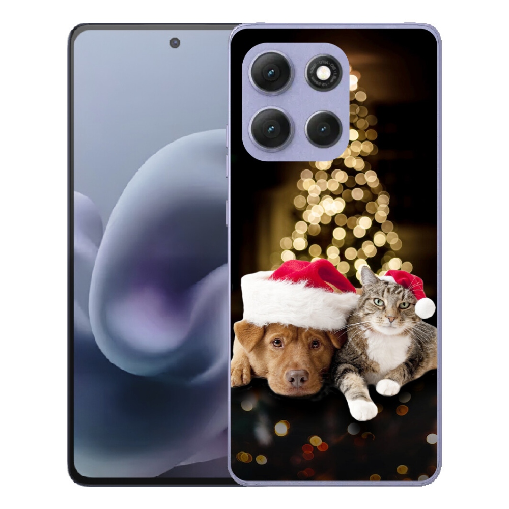 Gélový obal mmCase pre Motorola Moto G86 Power 5G – vianočný psík a mačka