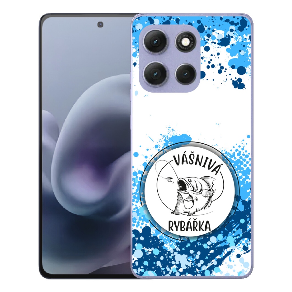 Gélový obal mmCase pre Motorola Moto G86 Power 5G – nadšená rybárka na bielom pozadí
