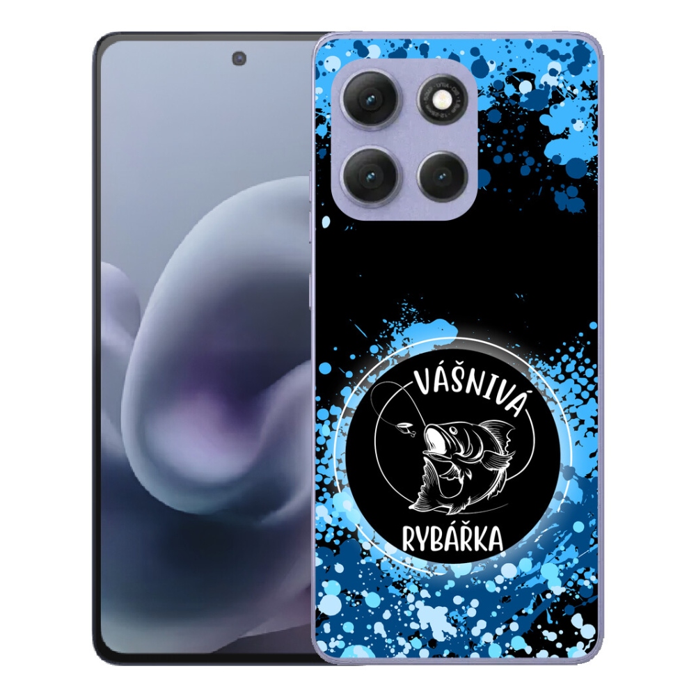 Gélový obal mmCase pre Motorola Moto G86 Power 5G – vášnivá rybárka na čiernom pozadí