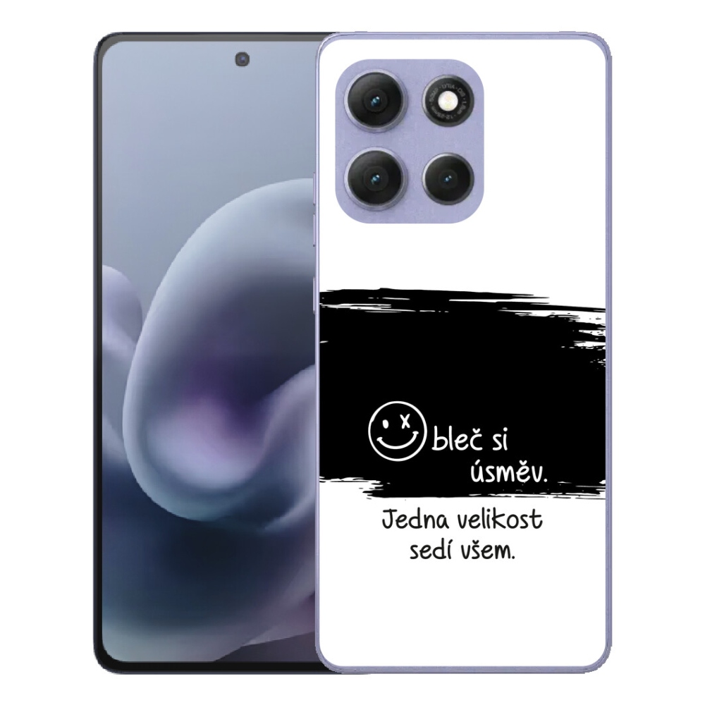 Gélový obal mmCase pre Motorola Moto G86 Power 5G – vtipný nápis, čierno-biele pozadie