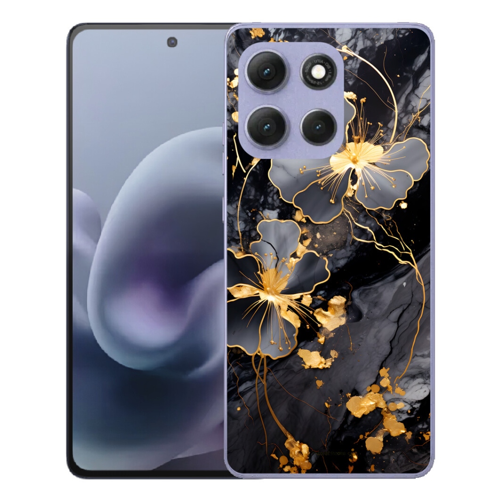 Gélový obal mmCase pre Motorola Moto G86 Power 5G – zlaté kvety