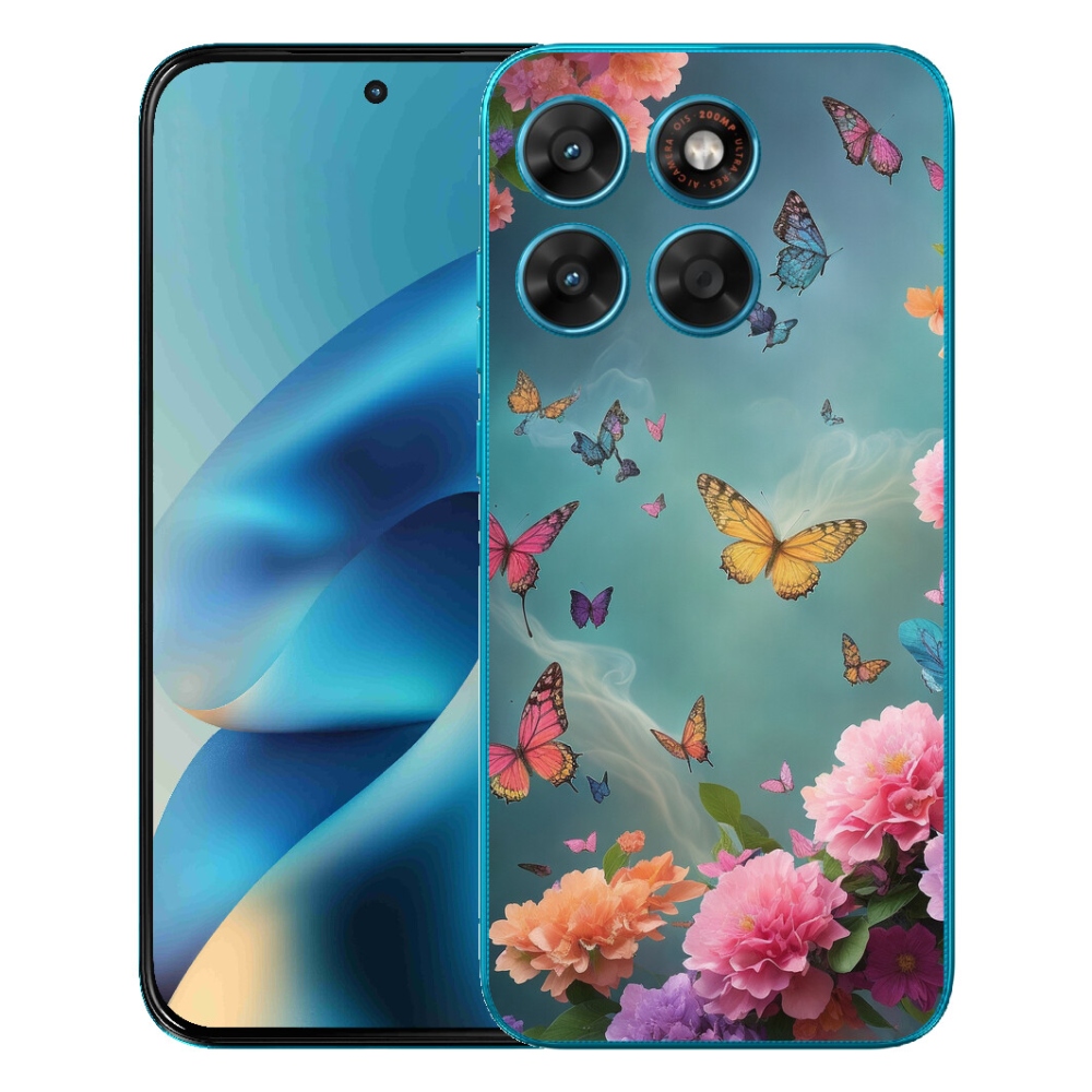 Gélový obal mmCase pre Motorola Moto G87/G77/G67 – farebné kvety a motýle